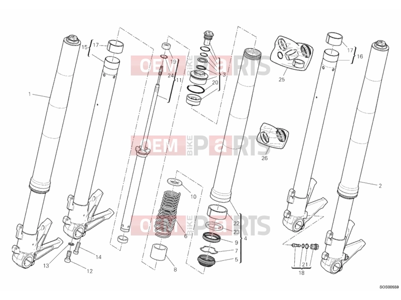 DUCATI 2013 Monster 1100 EVO ABS 024 - FRONT FORK (2) » FRONT SUSPENSION