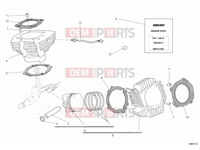 DUCATI 2012 Monster 1100 EVO ABS CYLINDER - PISTON » ENGINE CASE