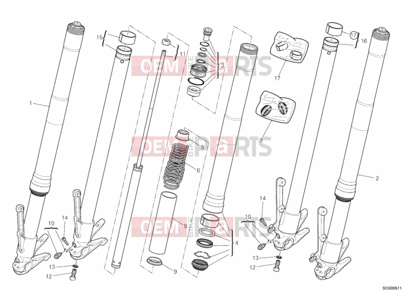 DUCATI 2011 Multistrada 1200 FRONT FORK » FRONT SUSPENSION