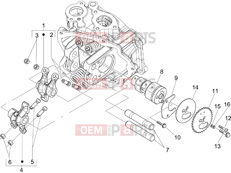 PIAGGIO Beverly 125 Engine » Rocking levers support unit