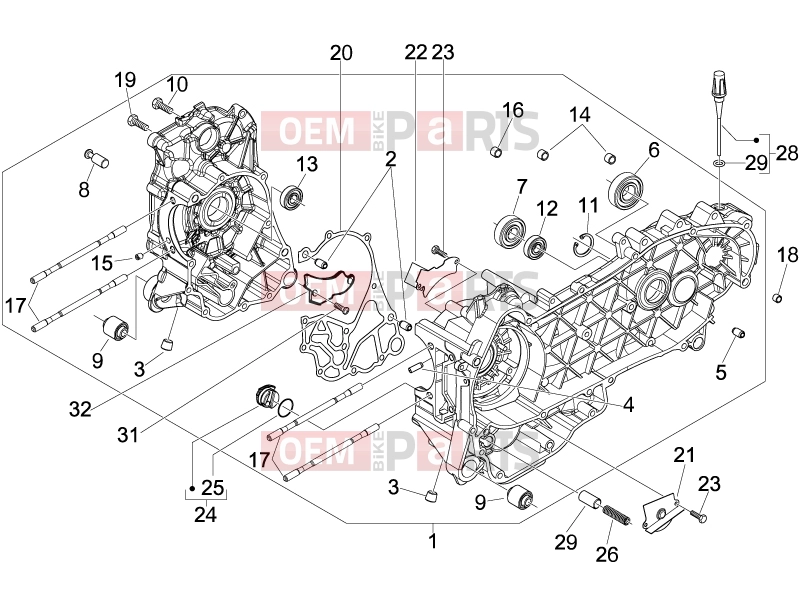 Engine » Crankcase - Piaggio Beverly 125 Tourer 2008