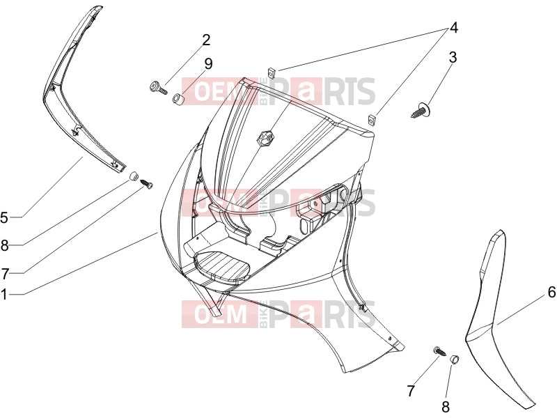 PIAGGIO Beverly 250 Frame - Plastic parts - Coachwork » Front shield