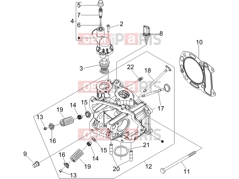 PIAGGIO Beverly 250 Engine » Head unit - Valve