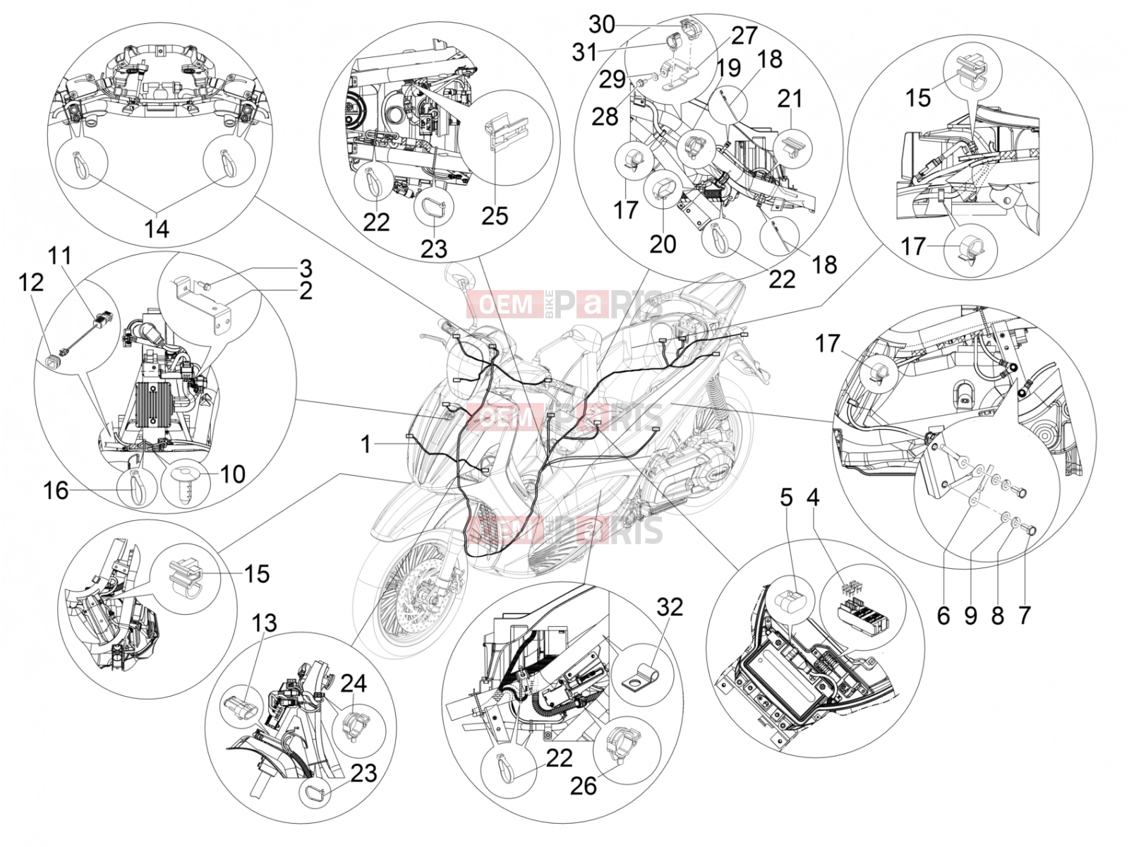 PIAGGIO Beverly 300 ie ABS Electrical system » Main cable harness
