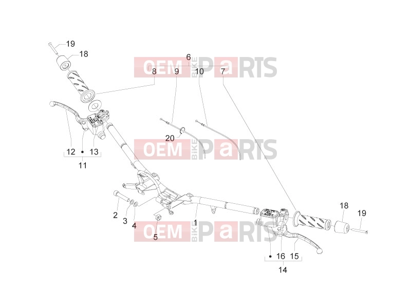 Handlebars/Steering » Handlebars - Master cil. - Piaggio Beverly 300 ie Tourer 2009
