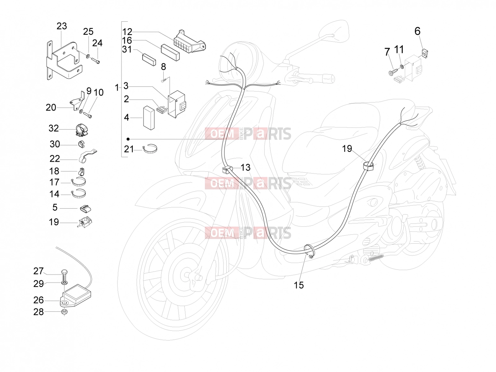PIAGGIO Beverly 500 Cruiser Electrical system » Main cable harness
