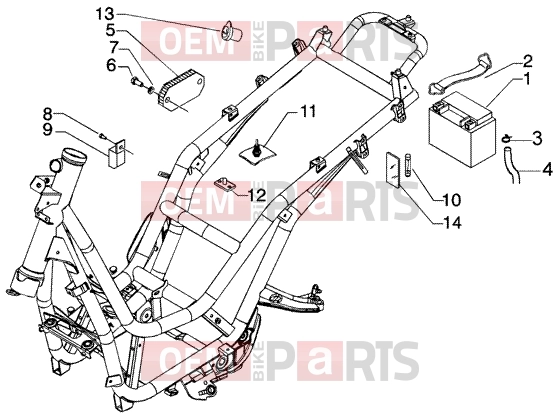 Electrical system » Electrical device-battery - Piaggio BV 250 (U.S.A.)