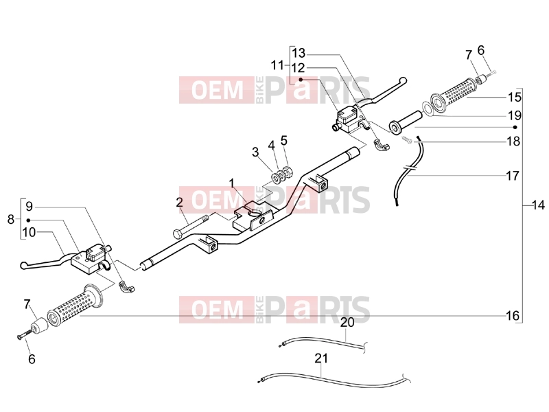 PIAGGIO BV 250 (U.S.A.) Handlebars/Steering » Handlebars - Master cil.