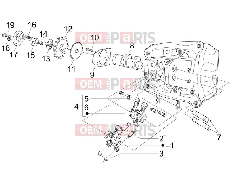 PIAGGIO BV 500 ( USA / CA ) Engine » Rocking levers support unit