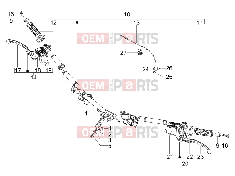 PIAGGIO Carnaby 200 Handlebars/Steering » Handlebars - Master cil.