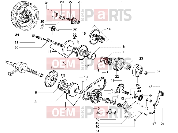 Engine » Speed variator, assy. - Piaggio Diesis 100
