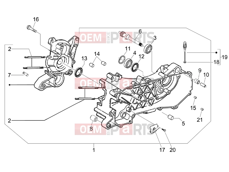 PIAGGIO Fly 100 Engine » Crankcase