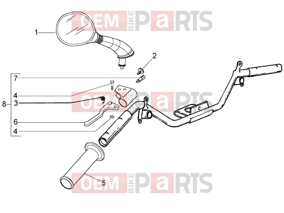 Handlebars » Handlebars component parts - Piaggio Fly 150 (U.S.A.)