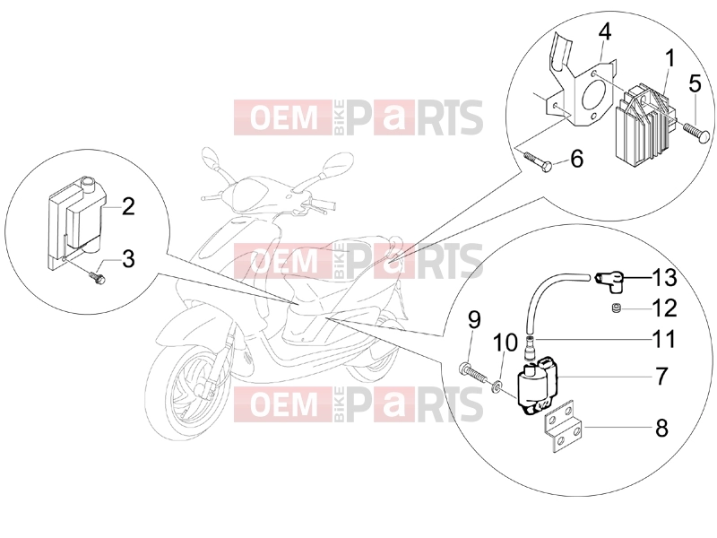 PIAGGIO Fly 150 Electrical system » Voltage Regulators - Electronic Control Units (ecu) - H.T. Coil