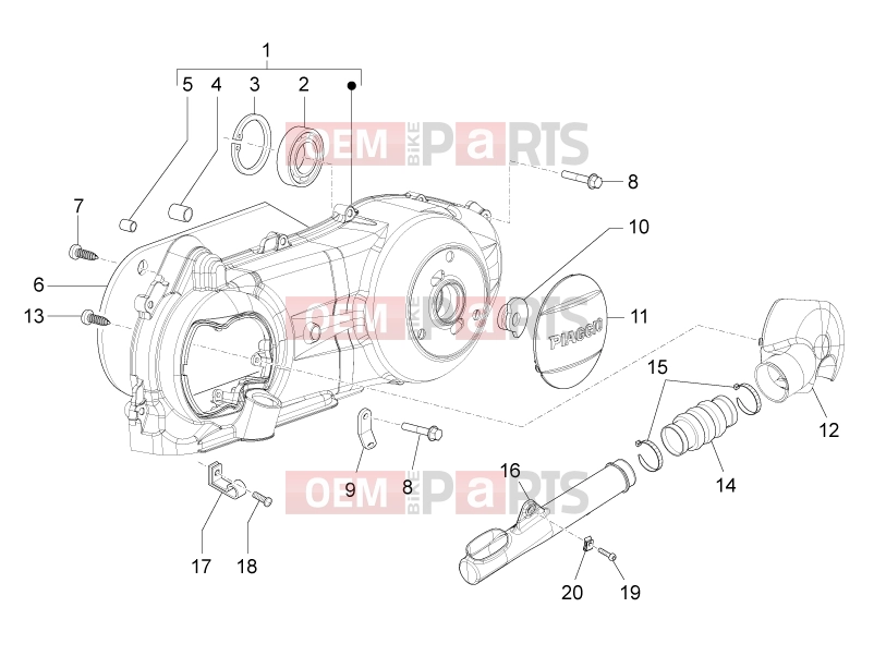 PIAGGIO Fly 150 Engine » Crankcase cover - Crankcase cooling