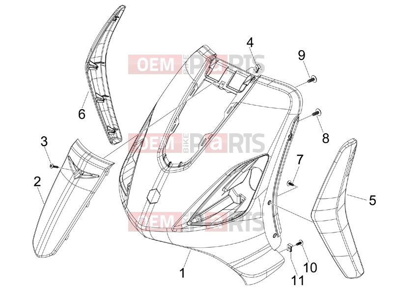 Frame - Plastic parts - Coachwork » Front shield - Piaggio Fly 150 2009