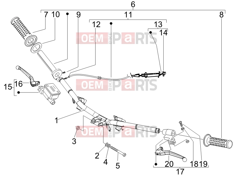 PIAGGIO Fly 50 4T Handlebars/Steering » Handlebars - Master cil.