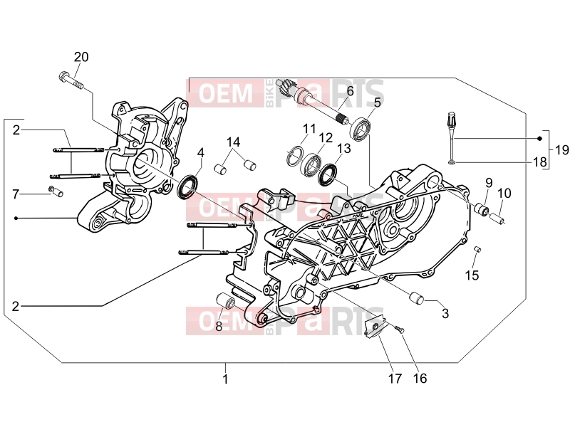 Engine » Crankcase - Piaggio Fly 50 4T 2011