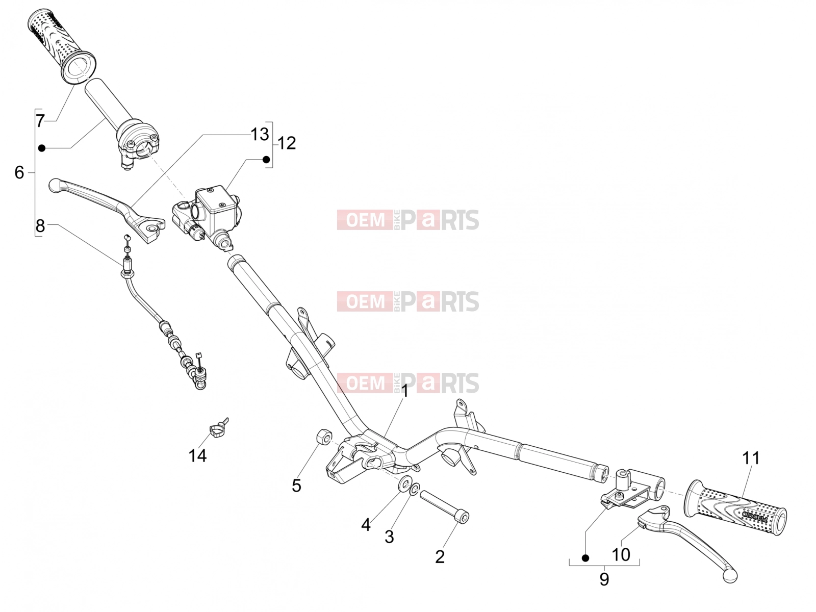 PIAGGIO Fly 50 4T 2V Handlebars/Steering » Handlebars - Master cil.