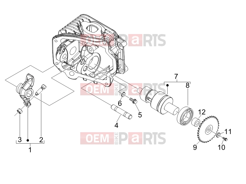 Engine » Rocking levers support unit - Piaggio Fly 50 4T 2V 2013
