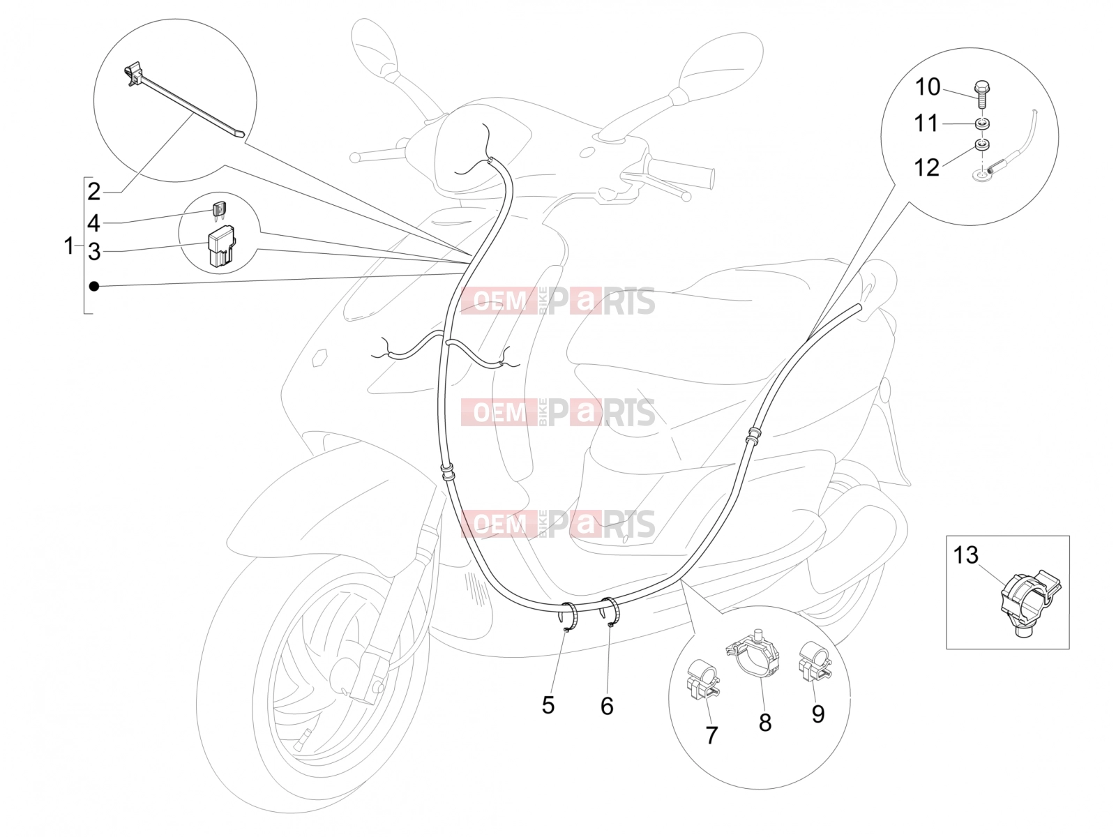 Electrical system » Main cable harness - Piaggio Fly 50 4T 2V 2016