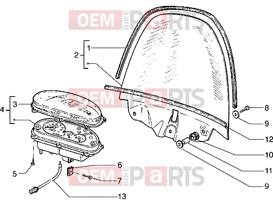 PIAGGIO Handlebars » Speedometer (kms)-Windshield
