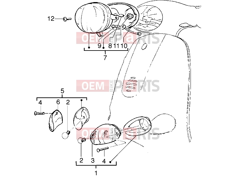 Electrical system » Optical unit - Piaggio Liberty 125