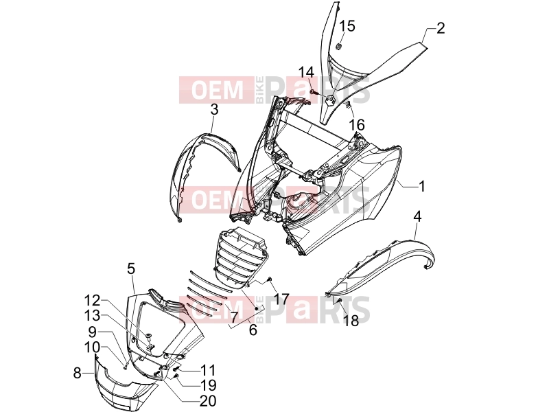 PIAGGIO MP3 250 Frame - Plastic parts - Coachwork » Front shield