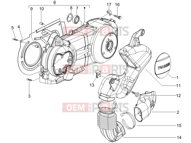 PIAGGIO MP3 250 Engine » Crankcase cover - Crankcase cooling