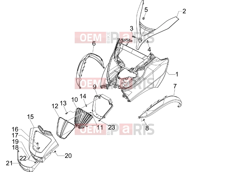 PIAGGIO MP3 250 ie LT Frame - Plastic parts - Coachwork » Front shield