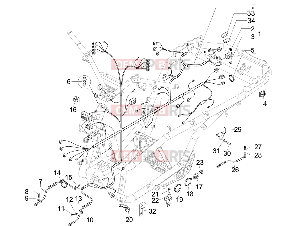 Electrical system » Main cable harness - Piaggio MP3 400 ie 2009