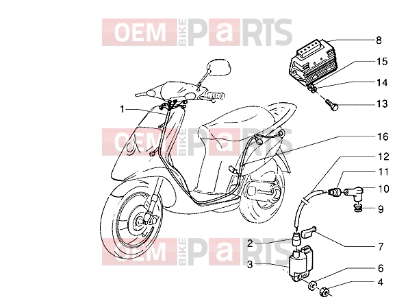 Electrical system » Cable harness-Regulator-H.T. Coil - Piaggio NRG Extreme