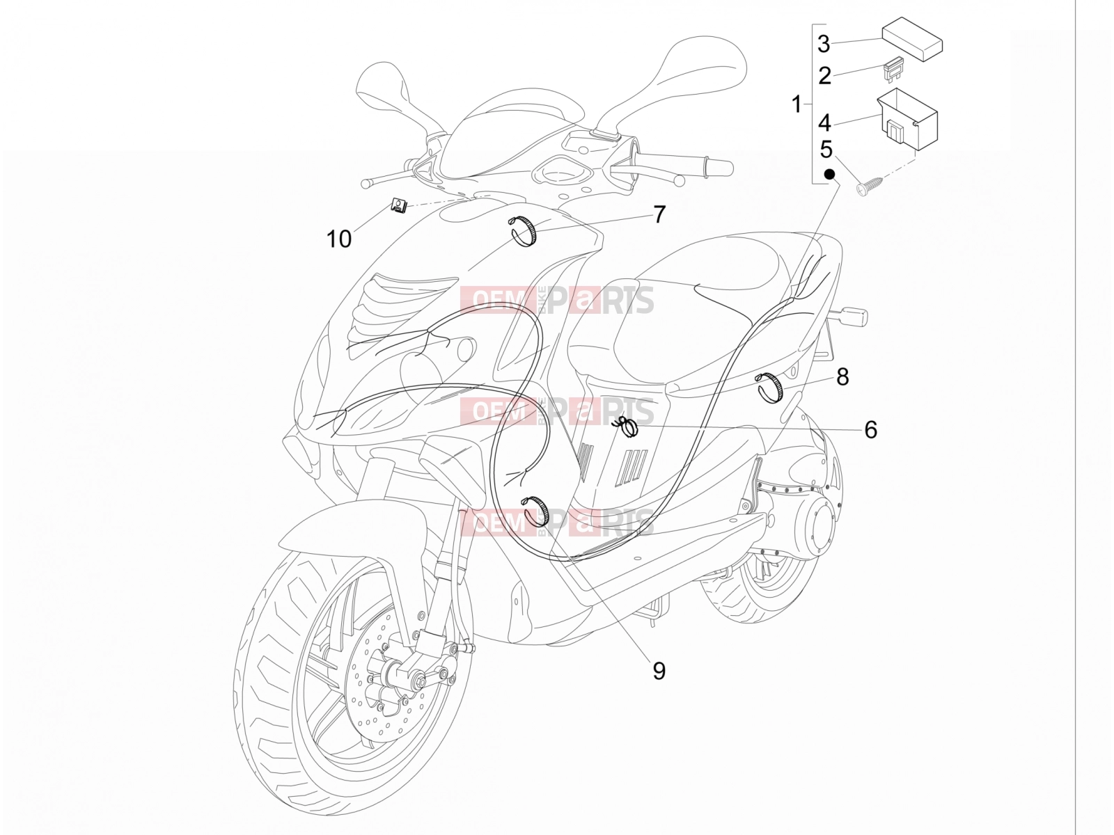 Electrical system » Main cable harness - Piaggio NRG Power DD 2015