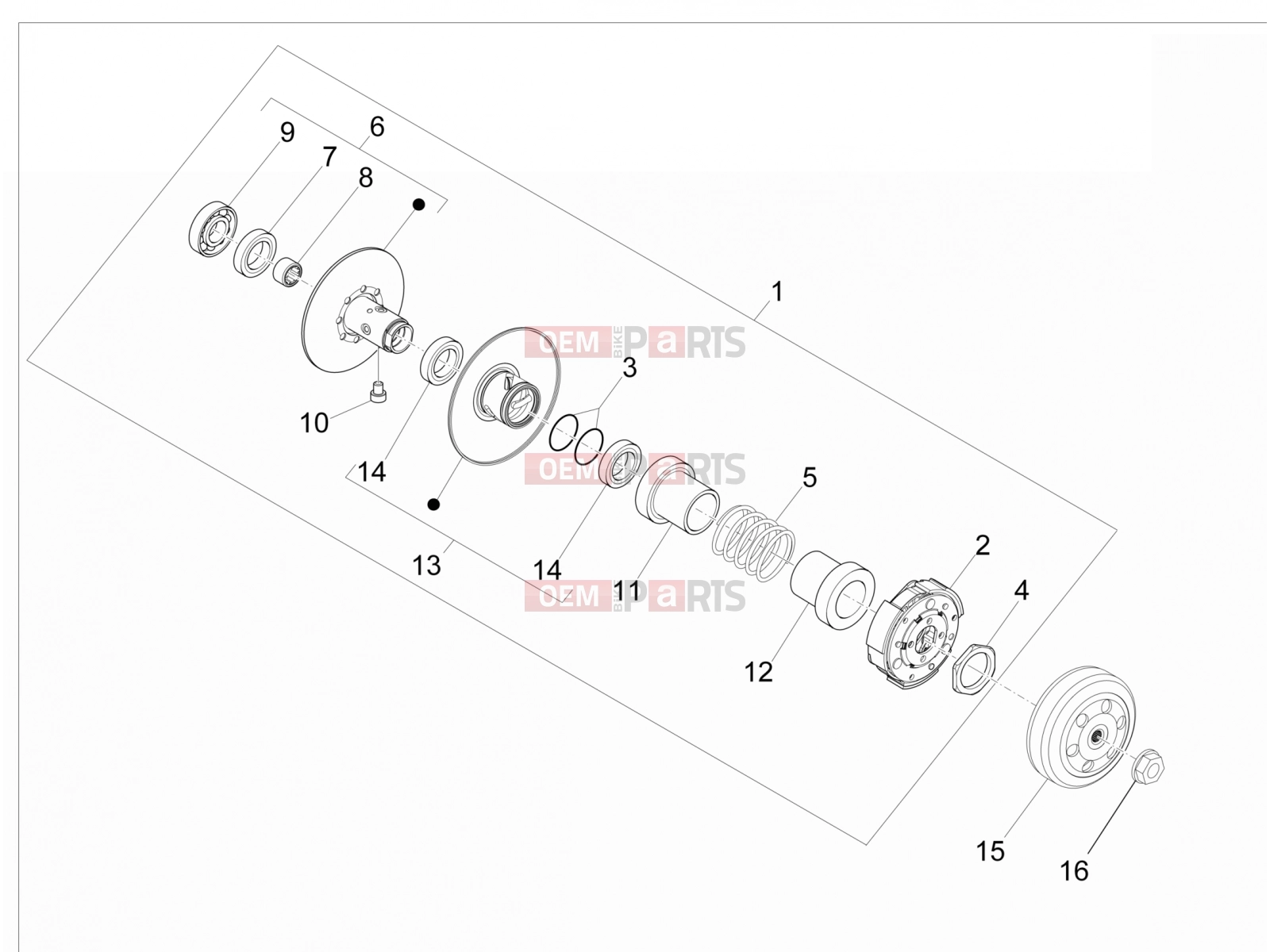 Engine » Driven pulley - Piaggio NRG Power DD 2017