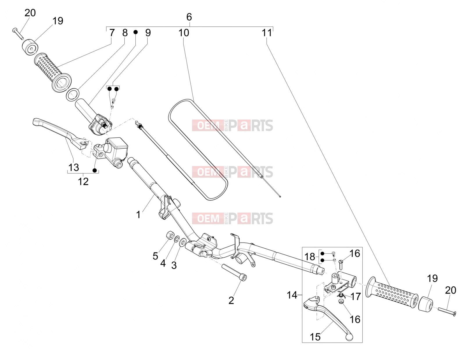 Handlebars/Steering » Handlebars - Master cil. - Piaggio NRG Power DT 2013