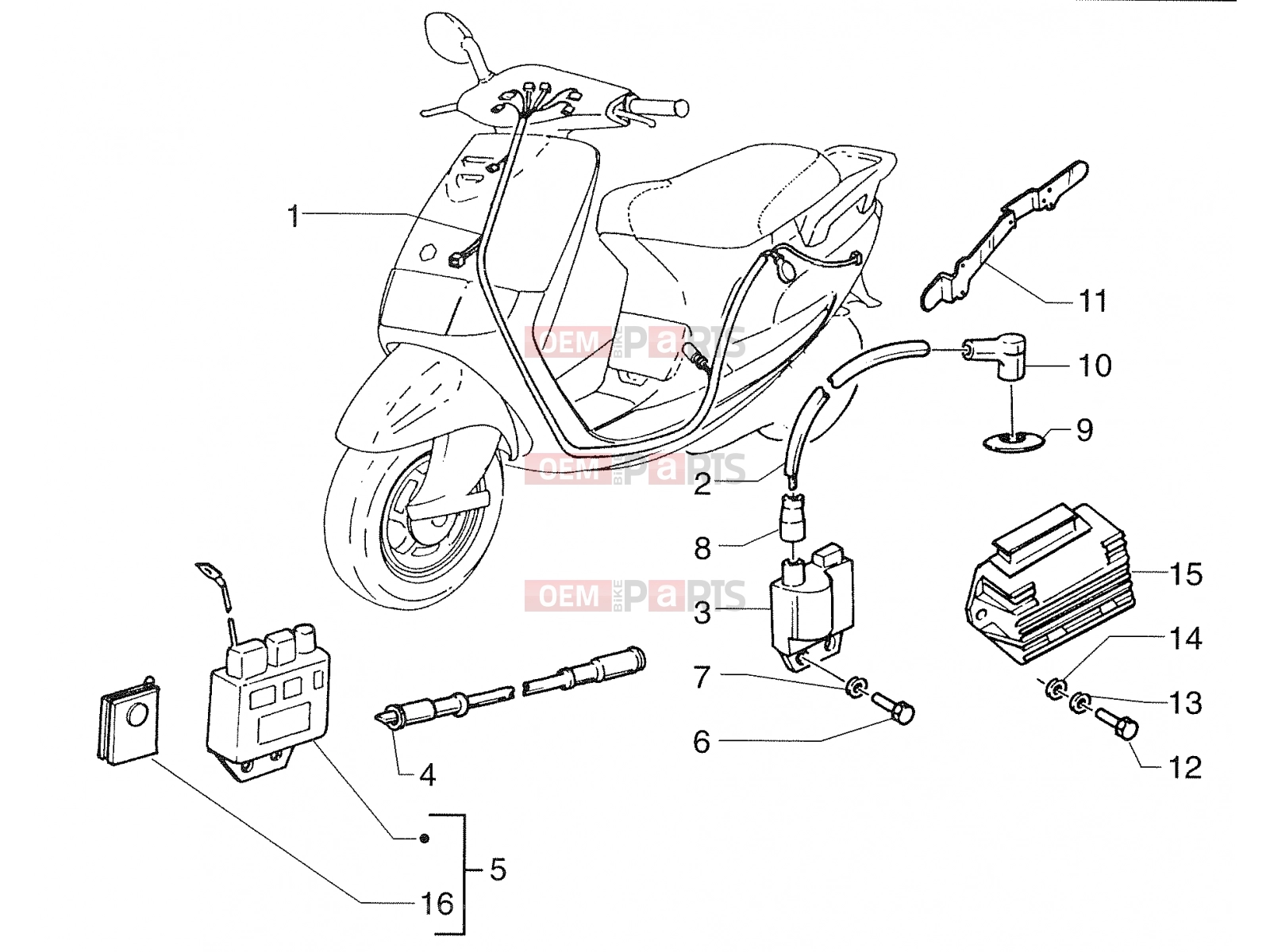 Electrical system » Electrical systems - Piaggio Sfera 125cc
