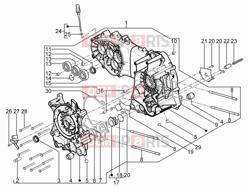 Engine » Crankcase - Piaggio Typhoon 125 4T 2V 2011