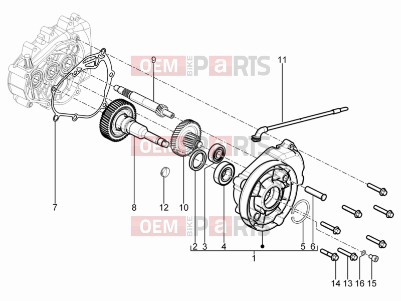 Engine » Reduction unit - Piaggio Typhoon 125 4T 2V 2015