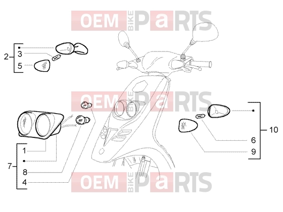 Electrical system » HEADLAMP - Piaggio Typhoon 50 (U.S.A.)