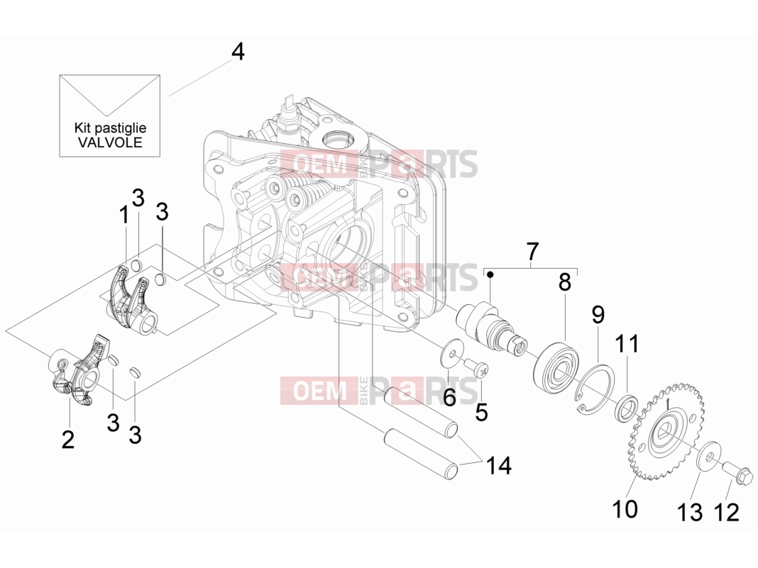 PIAGGIO Typhoon 50 4T 4V E2 (USA, CA) Engine » Rocking levers support unit