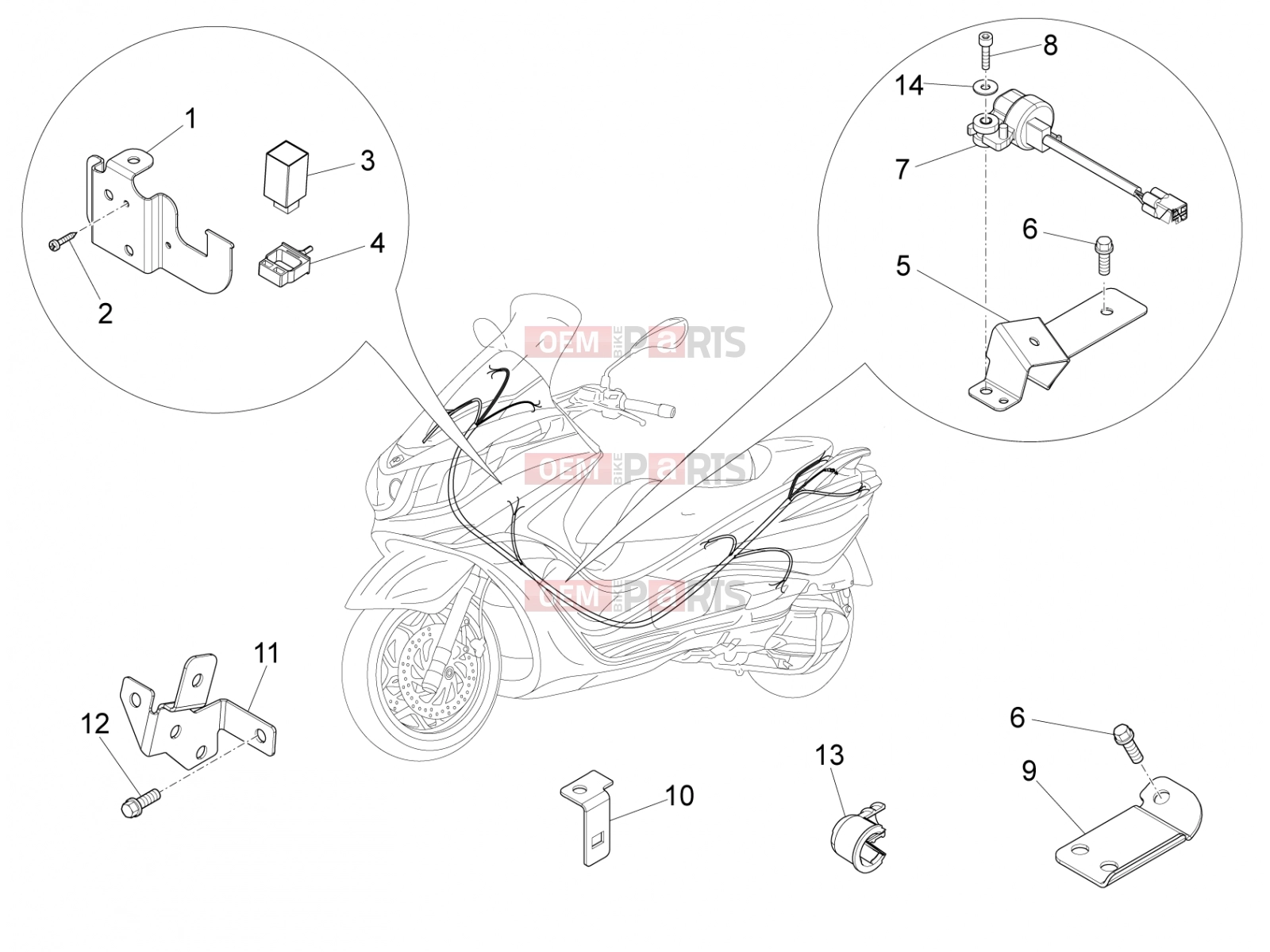 Electrical system » Electrical system components - Piaggio X10 350 4V I.E. 2012