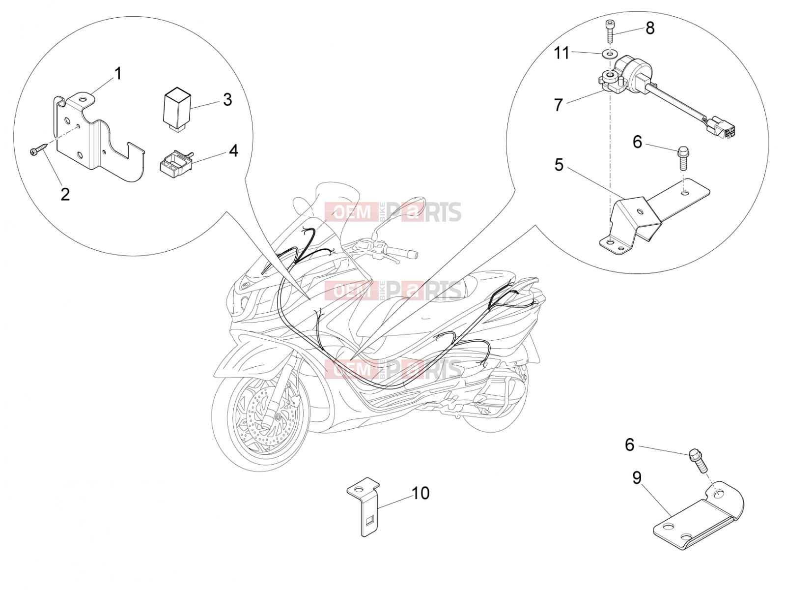 Electrical system » Electrical system components - Piaggio X10 500 4V I.E. 2012