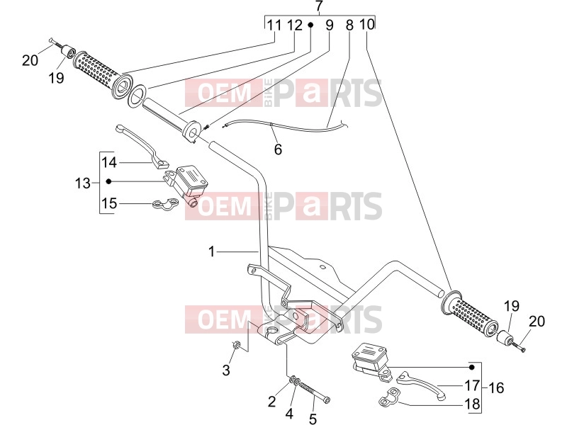 PIAGGIO X8 200 Handlebars/Steering » Handlebars - Master cil.