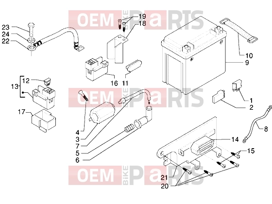 Electrical system » Battery - Piaggio X9 250