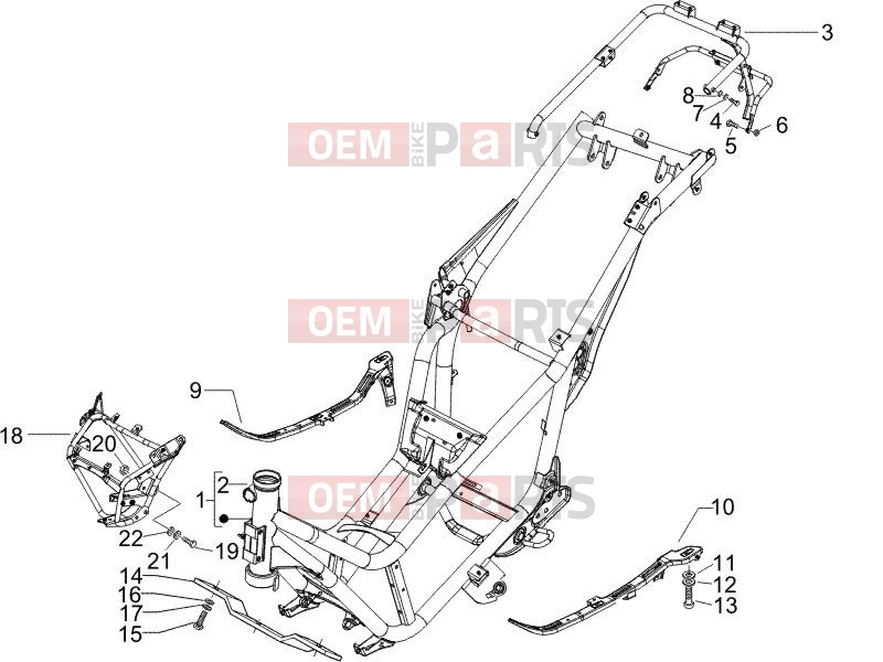PIAGGIO X9 250 Evolution Frame - Plastic parts - Coachwork » Frame/bodywork