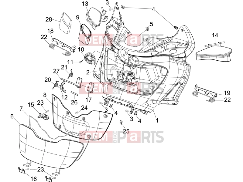 Frame - Plastic parts - Coachwork » Front glove-box - Knee-guard panel - Piaggio X9 500 Evolution 2006
