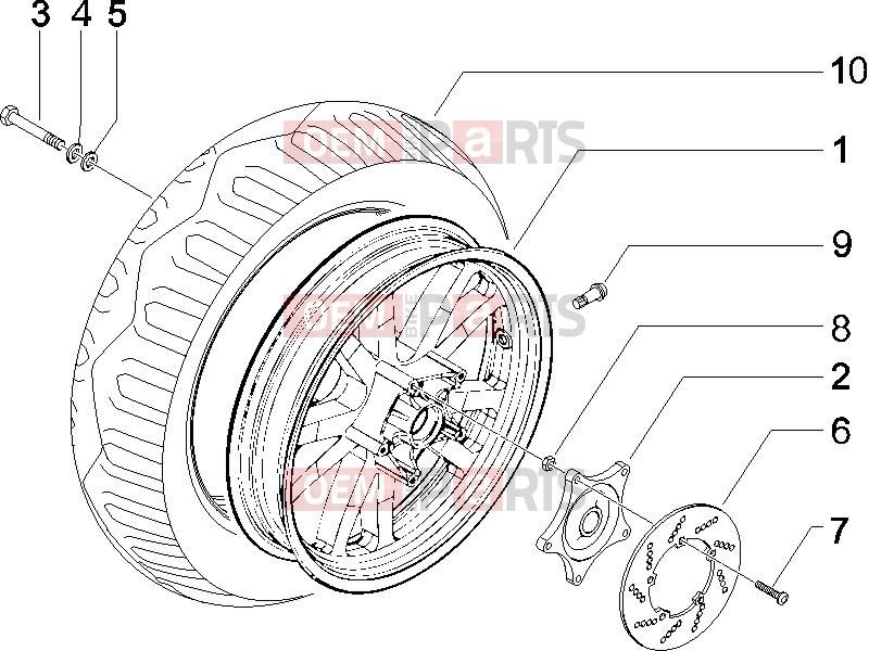 Suspensions - Wheels » Rear wheel - Piaggio X9 500 Evolution 2006