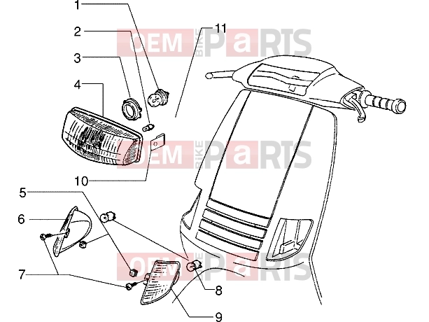 Electrical system » Headlamp - Piaggio Zip 50