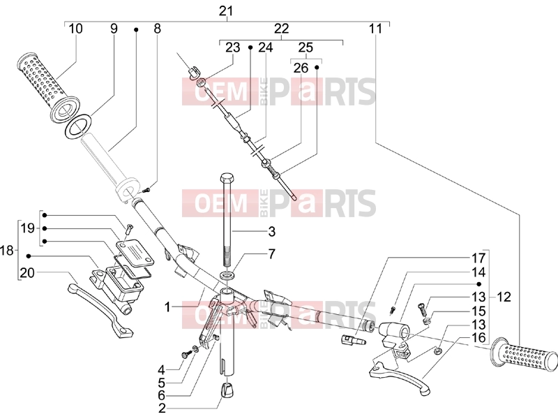 Handlebars/Steering » Handlebars - Master cil. - Piaggio Zip 100 4T 2008