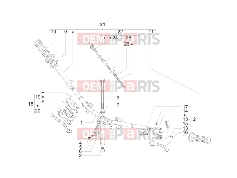 PIAGGIO Zip 50 2T Handlebars/Steering » Handlebars - Master cil.